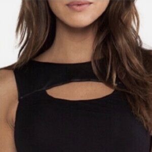 BAILEY44 Cropped Faux Leather Cut Out Top